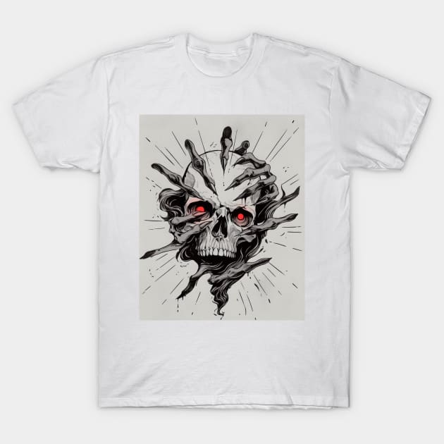 An Ink Illustration of a Skull T-Shirt by Sheptylevskyi